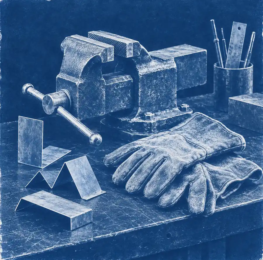 Illustration of fabrication businesses equipment and workspace