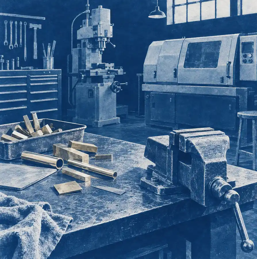 Illustration of fabrication businesses equipment and workspace